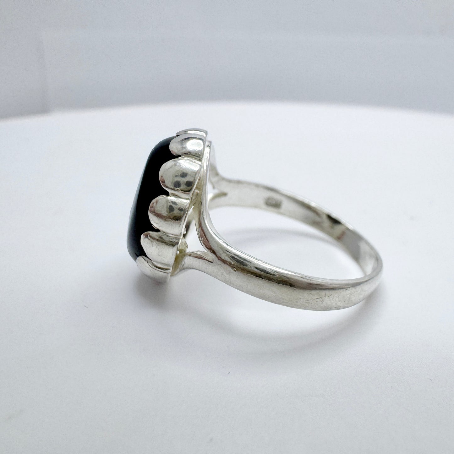 Herman Siersbøl, Denmark ca 1950s. Sterling Silver Onyx Ring.