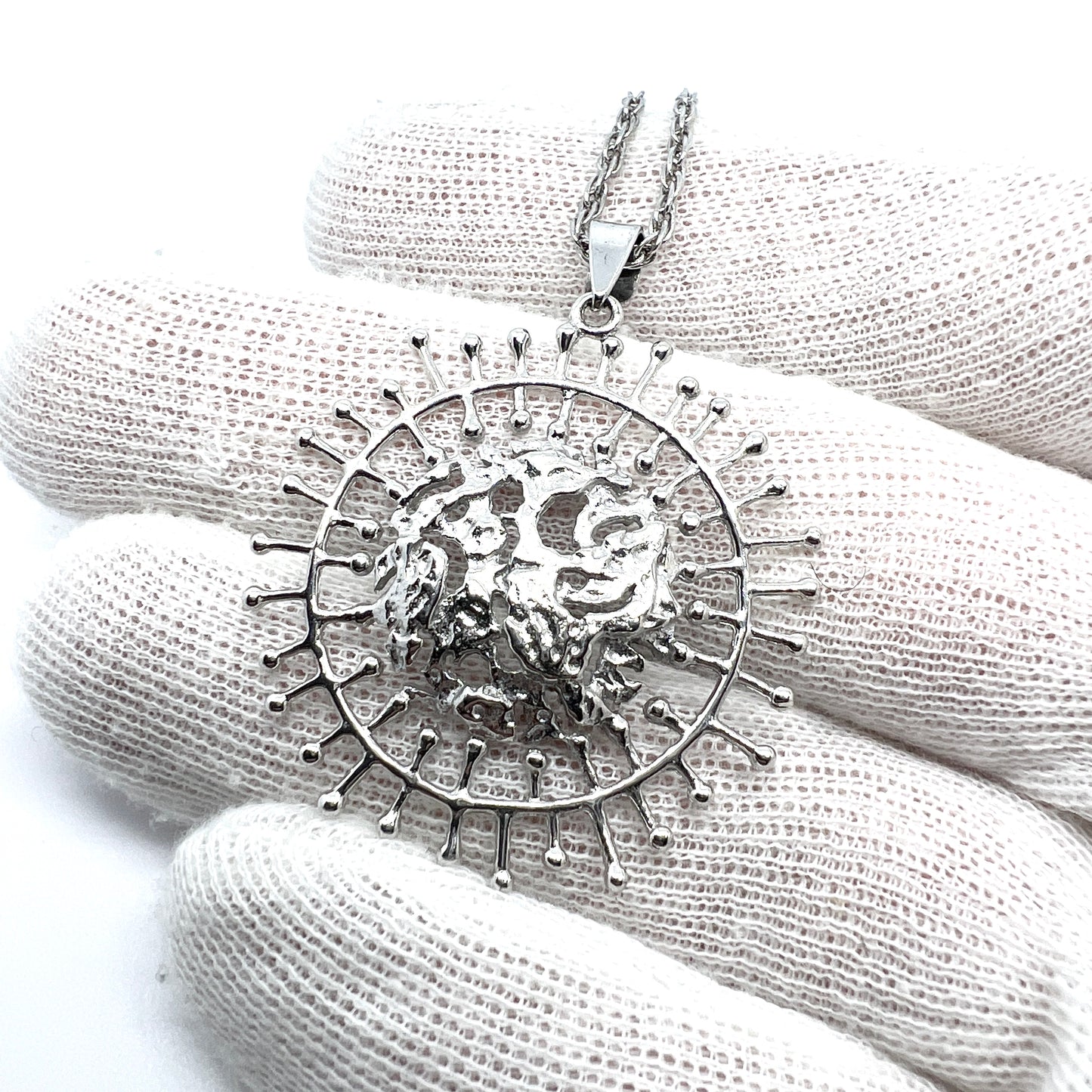 Tapio Wirkkala for Kultakeskus Finland Sterling Pendant Necklace. "Full Moon"