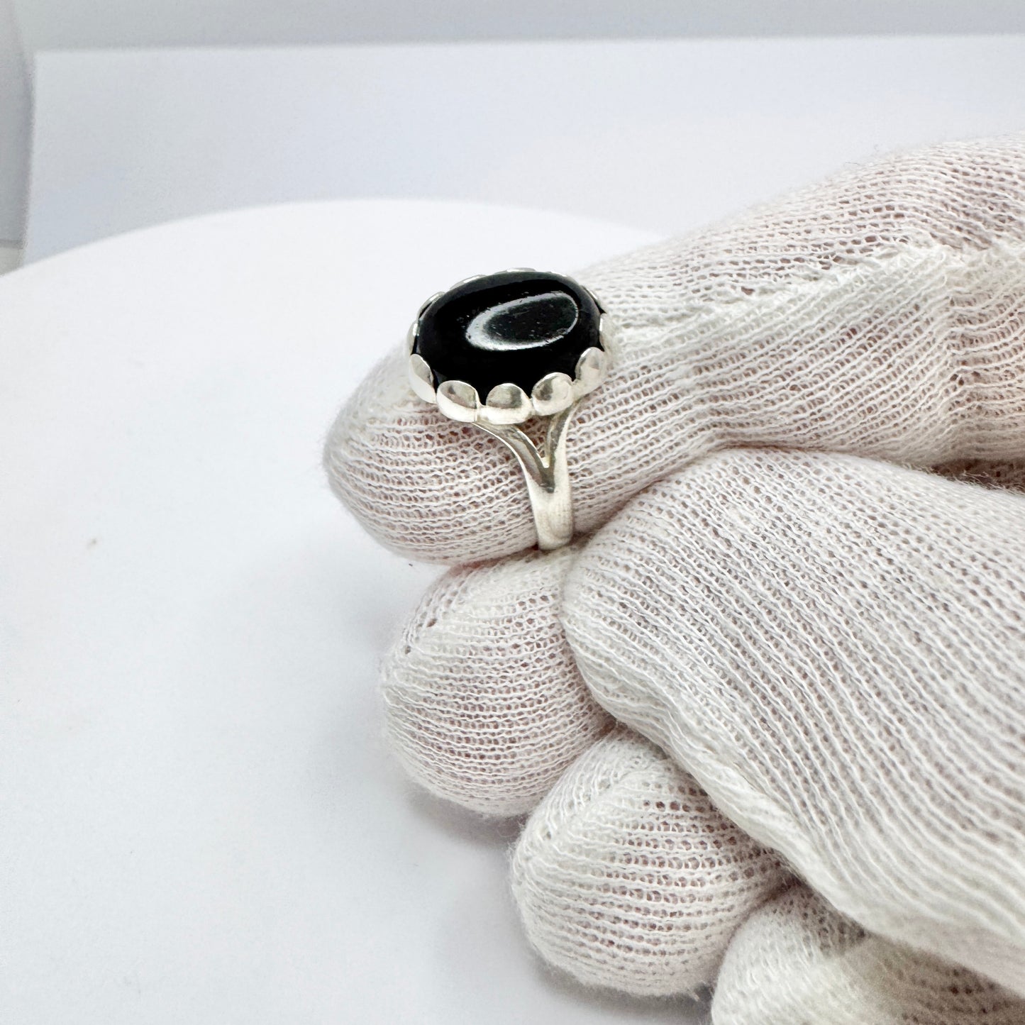 Herman Siersbøl, Denmark ca 1950s. Sterling Silver Onyx Ring.