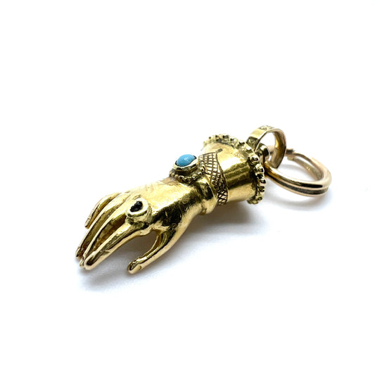 Edvard E Petterson, Sweden 1843-1884. Antique Victorian 18k Gold Hand Pendant.