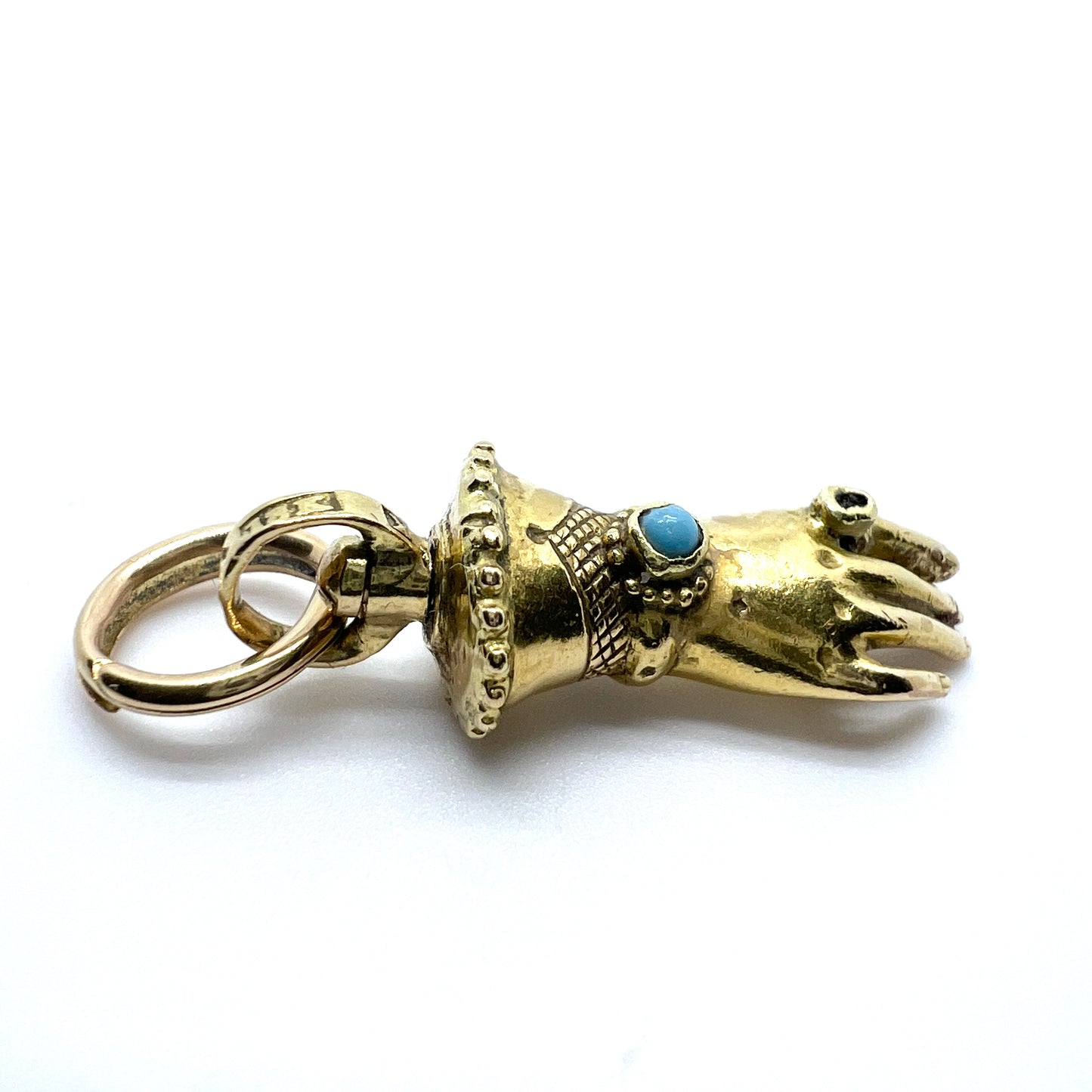 Edvard E Petterson, Sweden 1843-1884. Antique Victorian 18k Gold Hand Pendant.