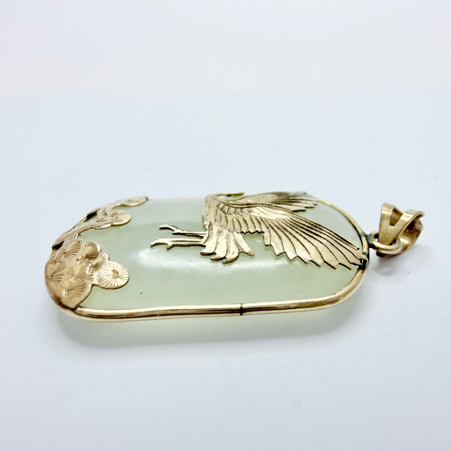 Vintage 10k Gold Jade Pendant.