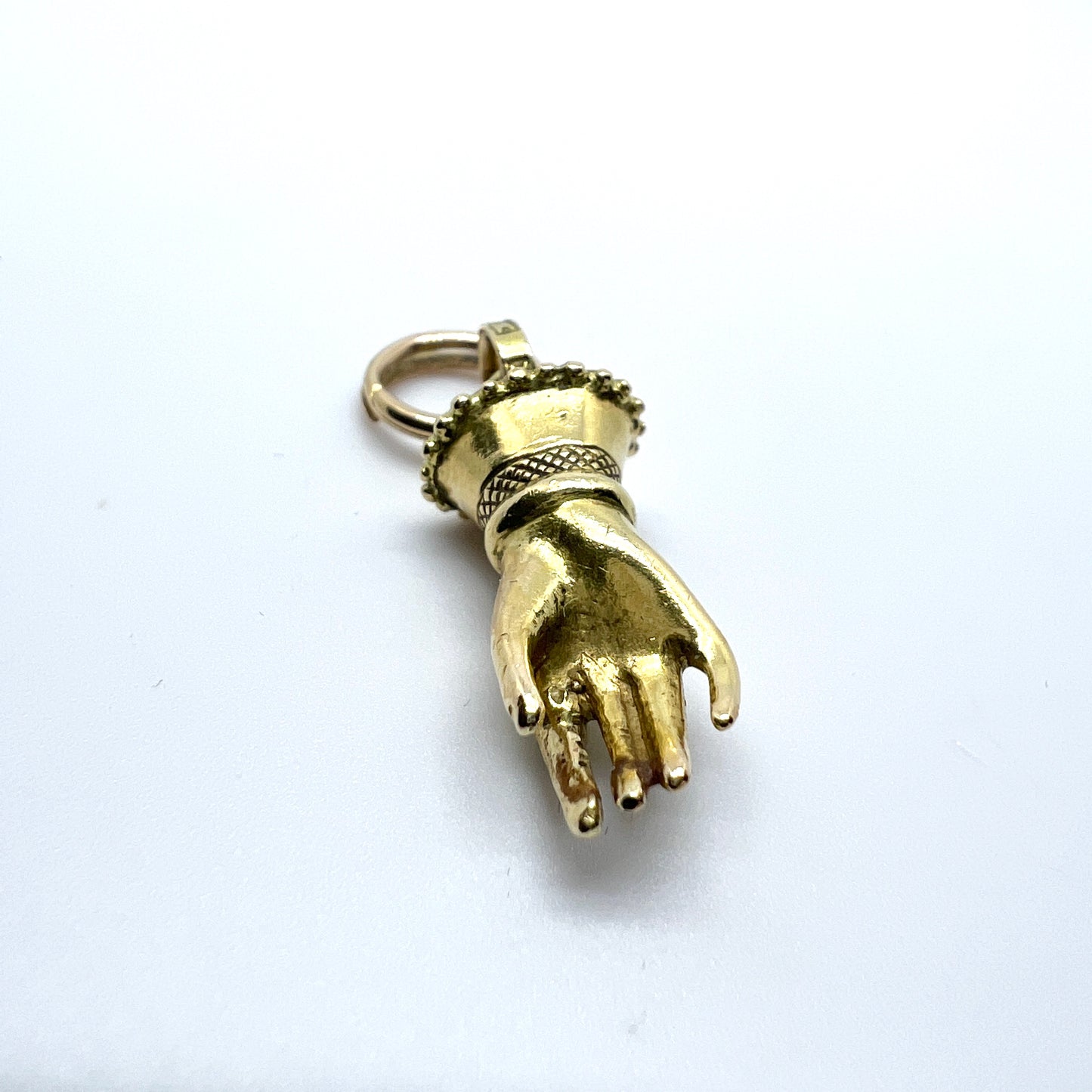 Edvard E Petterson, Sweden 1843-1884. Antique Victorian 18k Gold Hand Pendant.