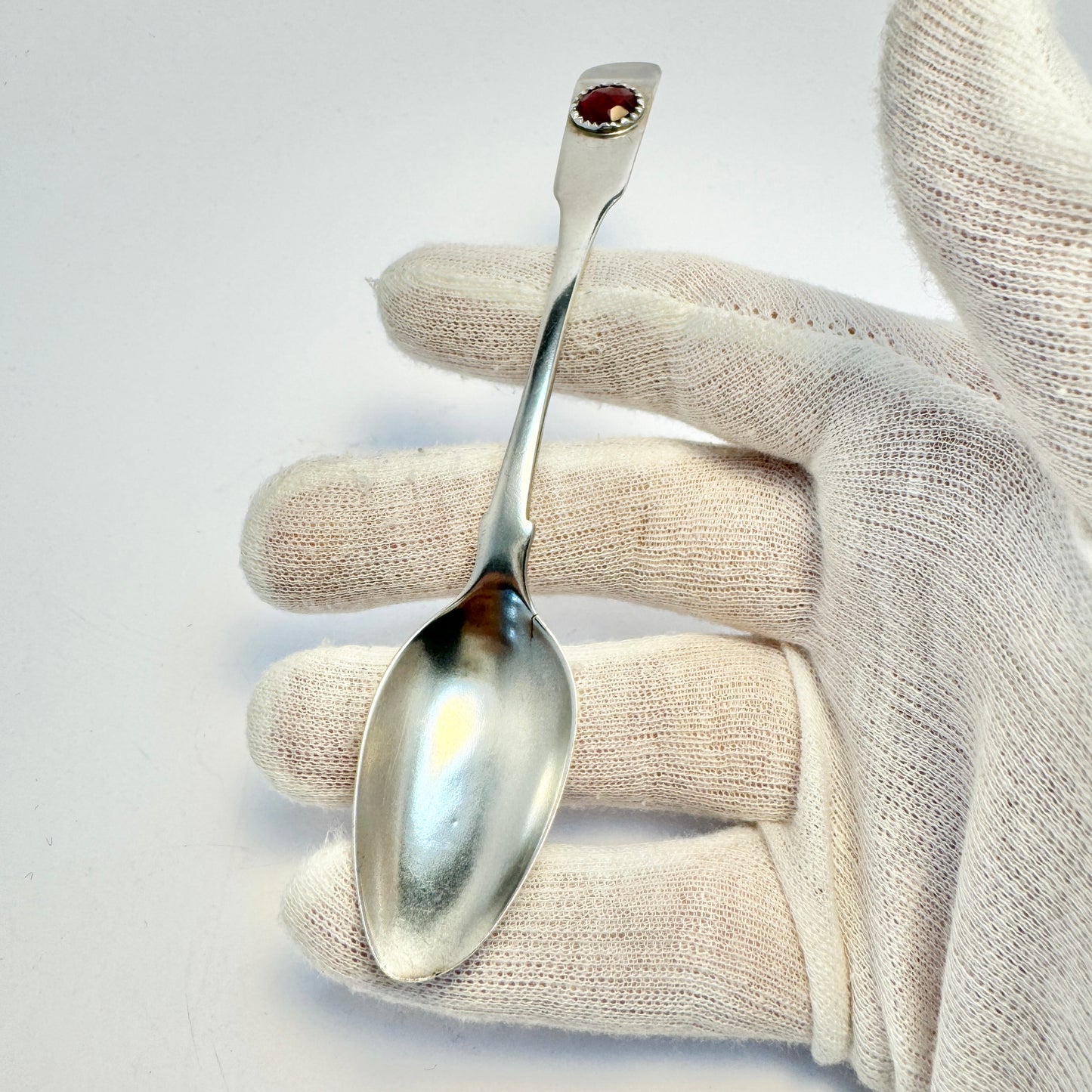 Denmark year 1836. Solid Silver Paste Stone Wedding Spoon.