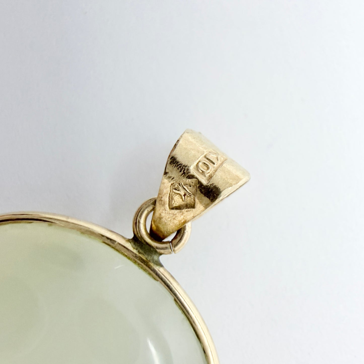 Vintage 10k Gold Jade Pendant.