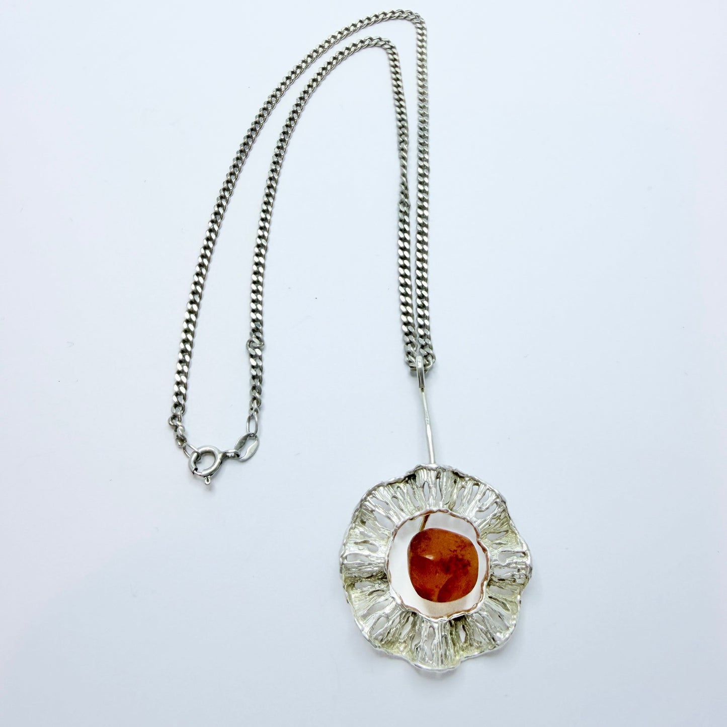 Ostsee-schmuck, Fischland. Vintage Solid Silver Amber Pendant Necklace