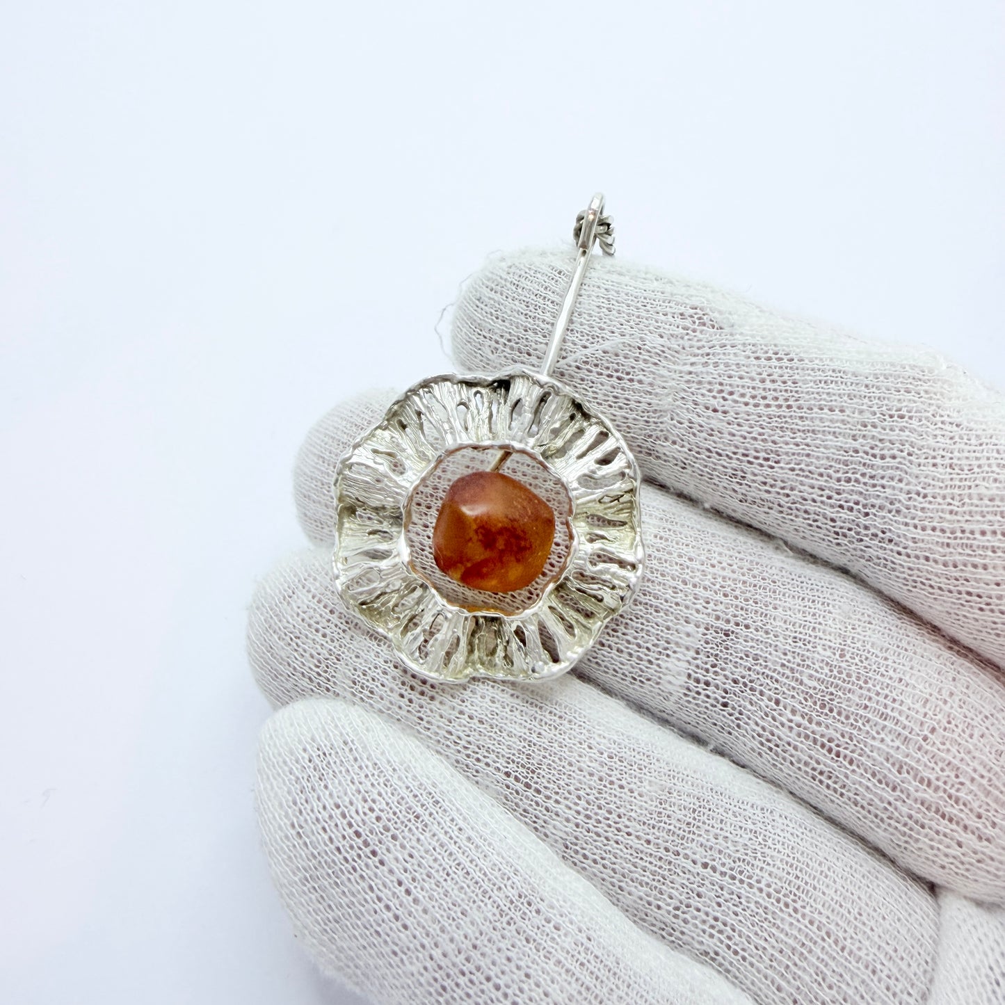 Ostsee-schmuck, Fischland. Vintage Solid Silver Amber Pendant Necklace