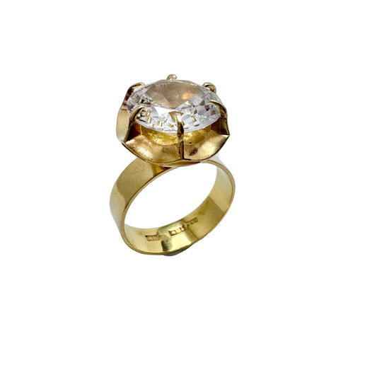 Sweden 1975. Vintage 18k Gold Rock Crystal Cocktail Ring. 6 gram