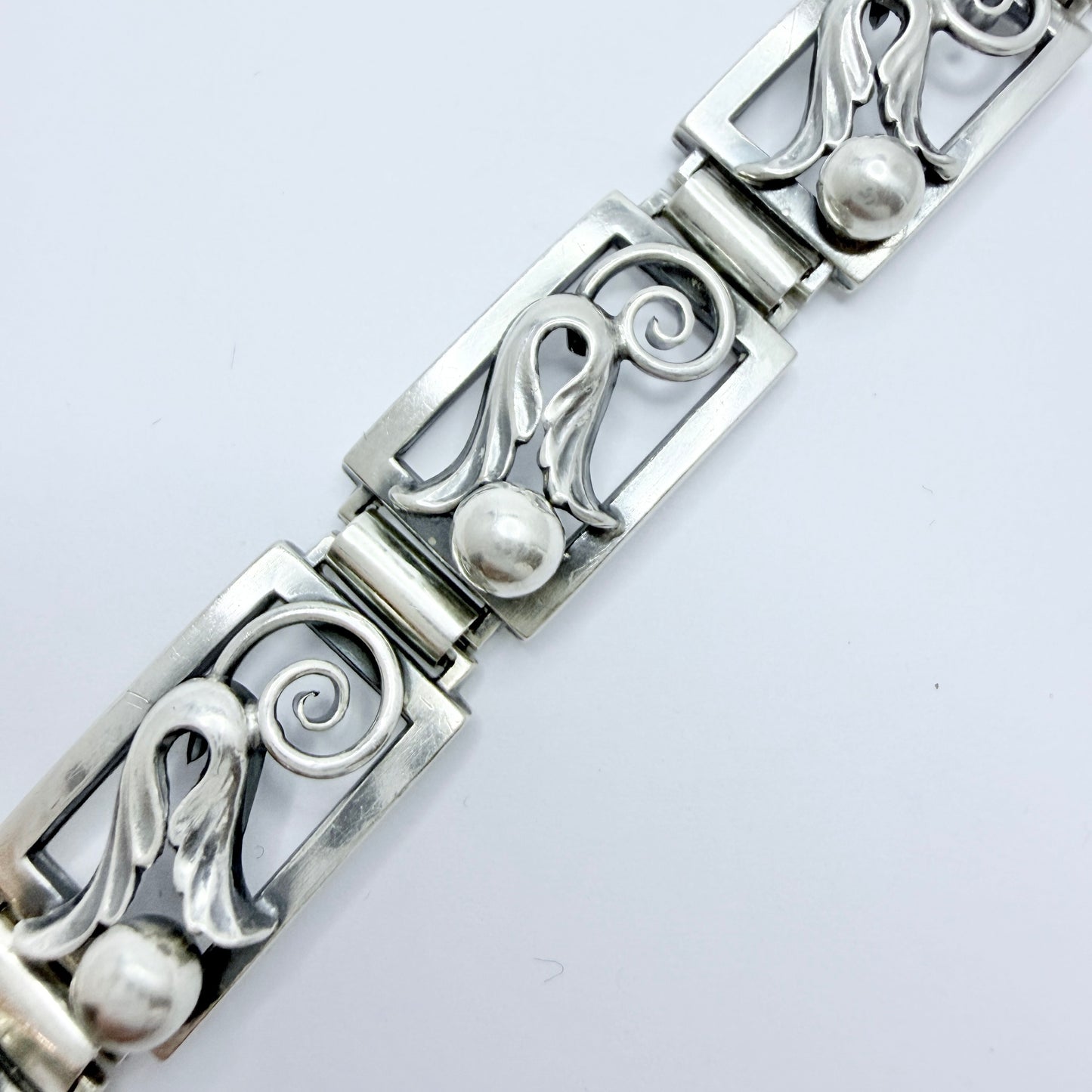 G Dahlgren, Sweden year 1950. Vintage Mid-century Sterling Silver Bracelet.