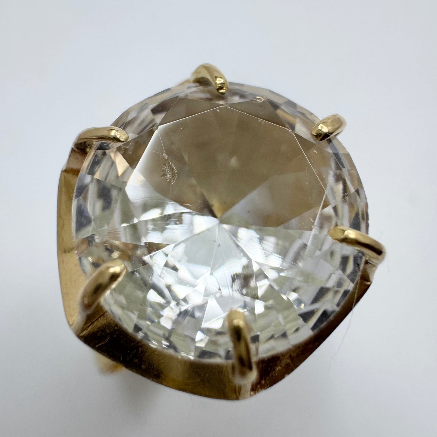 Sweden 1975. Vintage 18k Gold Rock Crystal Cocktail Ring. 6 gram