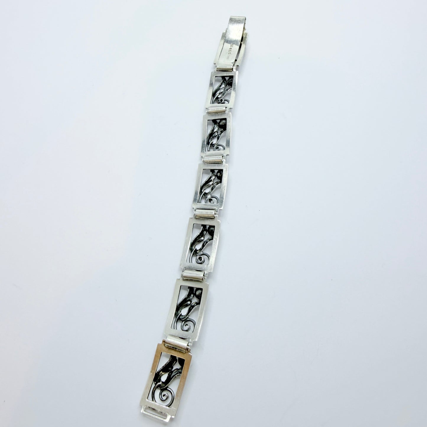 G Dahlgren, Sweden year 1950. Vintage Mid-century Sterling Silver Bracelet.