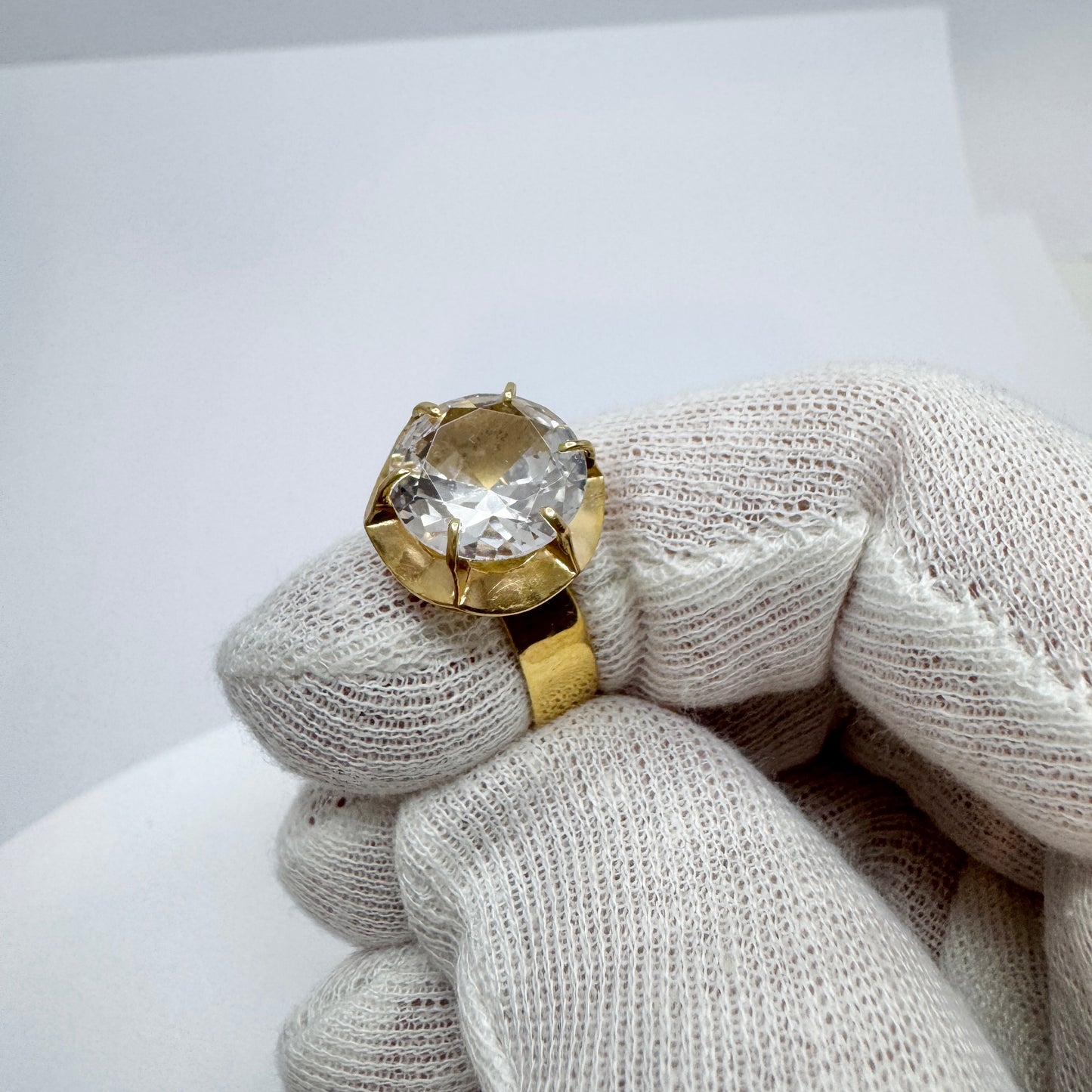 Sweden 1975. Vintage 18k Gold Rock Crystal Cocktail Ring. 6 gram