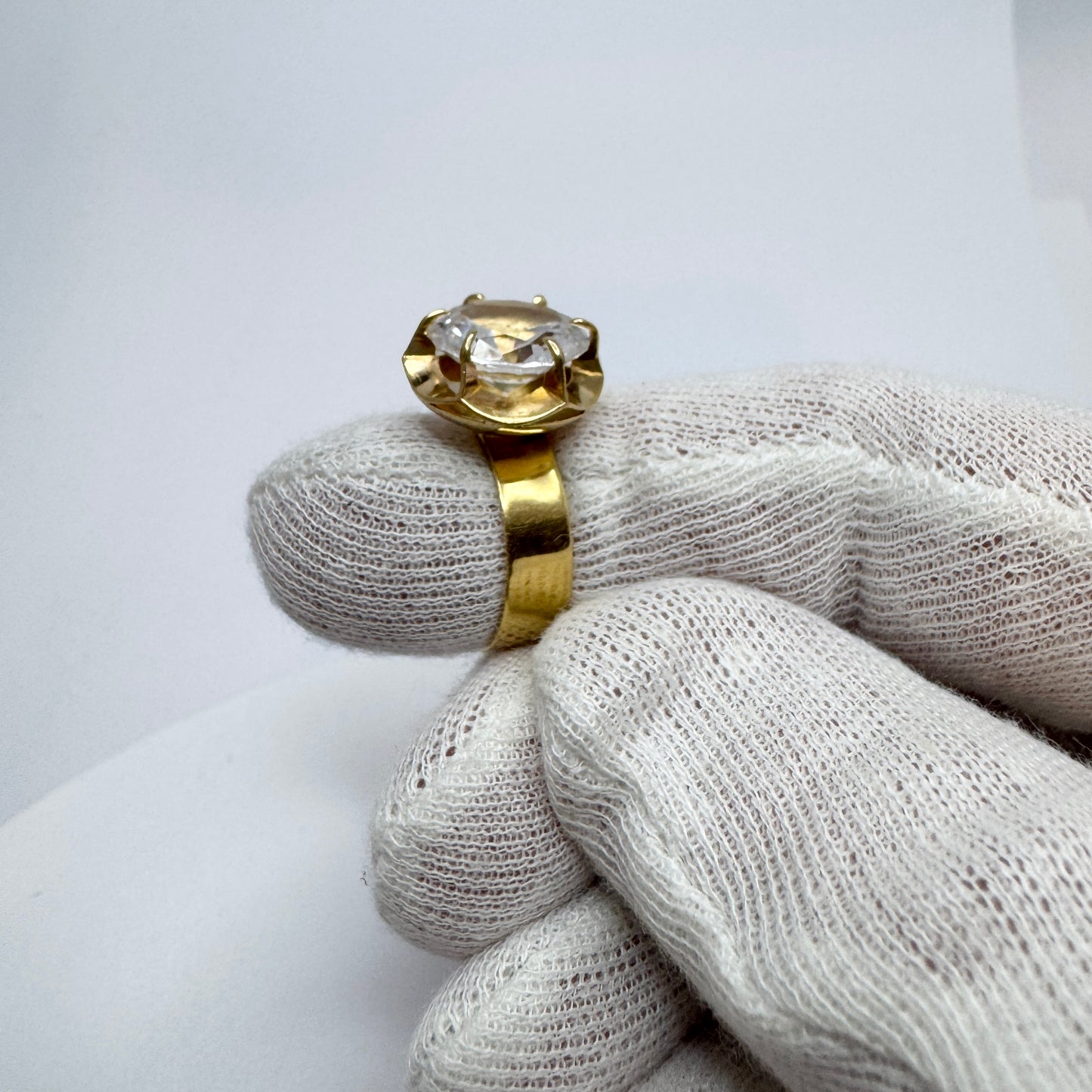 Sweden 1975. Vintage 18k Gold Rock Crystal Cocktail Ring. 6 gram