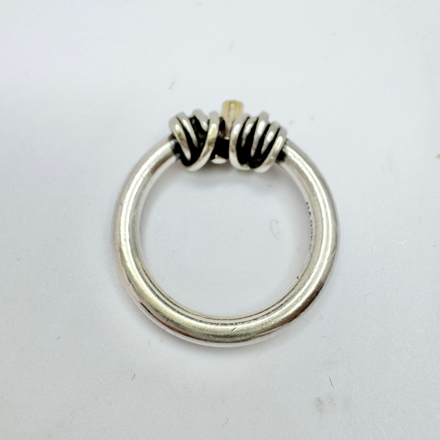 Rauff. Denmark. Vintage Sterling Silver 14k Gold Diamond Ring.