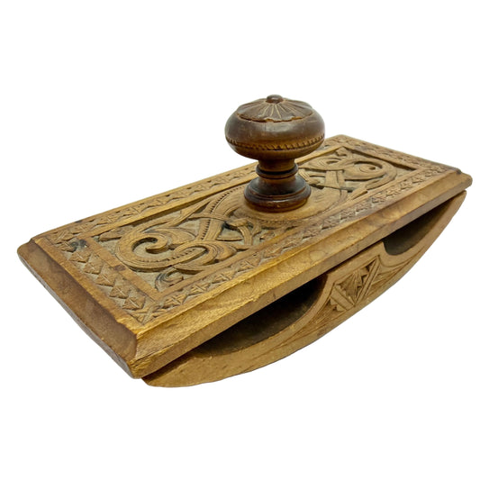 Antique Norwegian Wood Rocker Ink Blotter