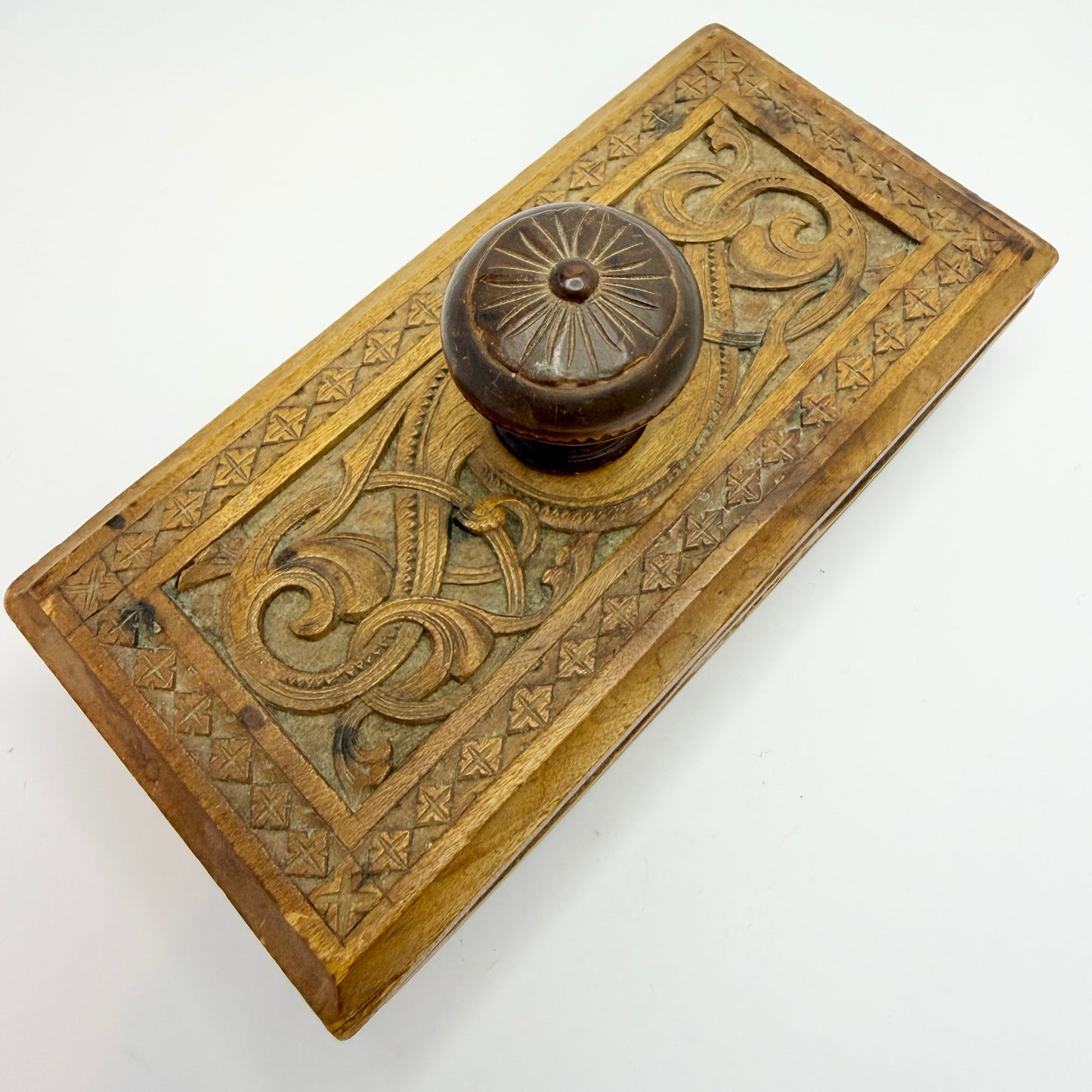 Antique Norwegian Wood Rocker Ink Blotter