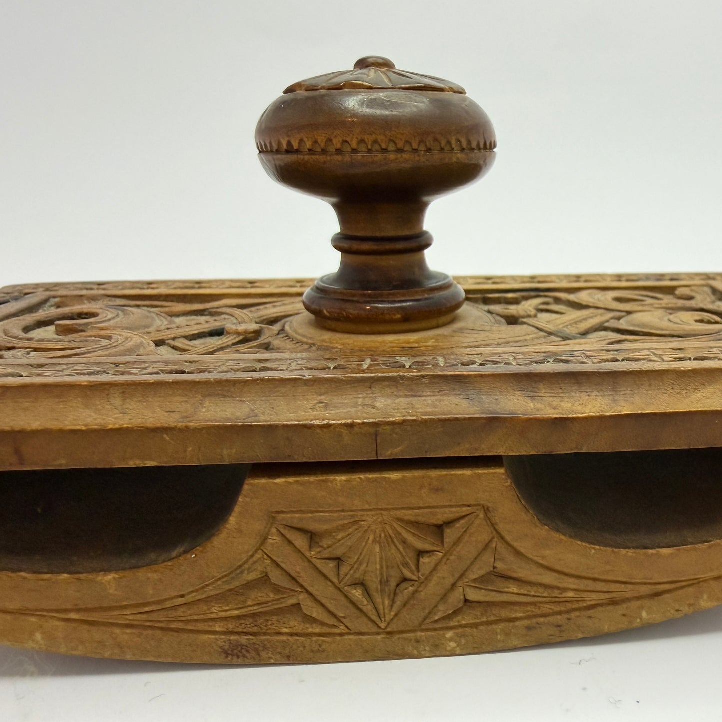 Antique Norwegian Wood Rocker Ink Blotter