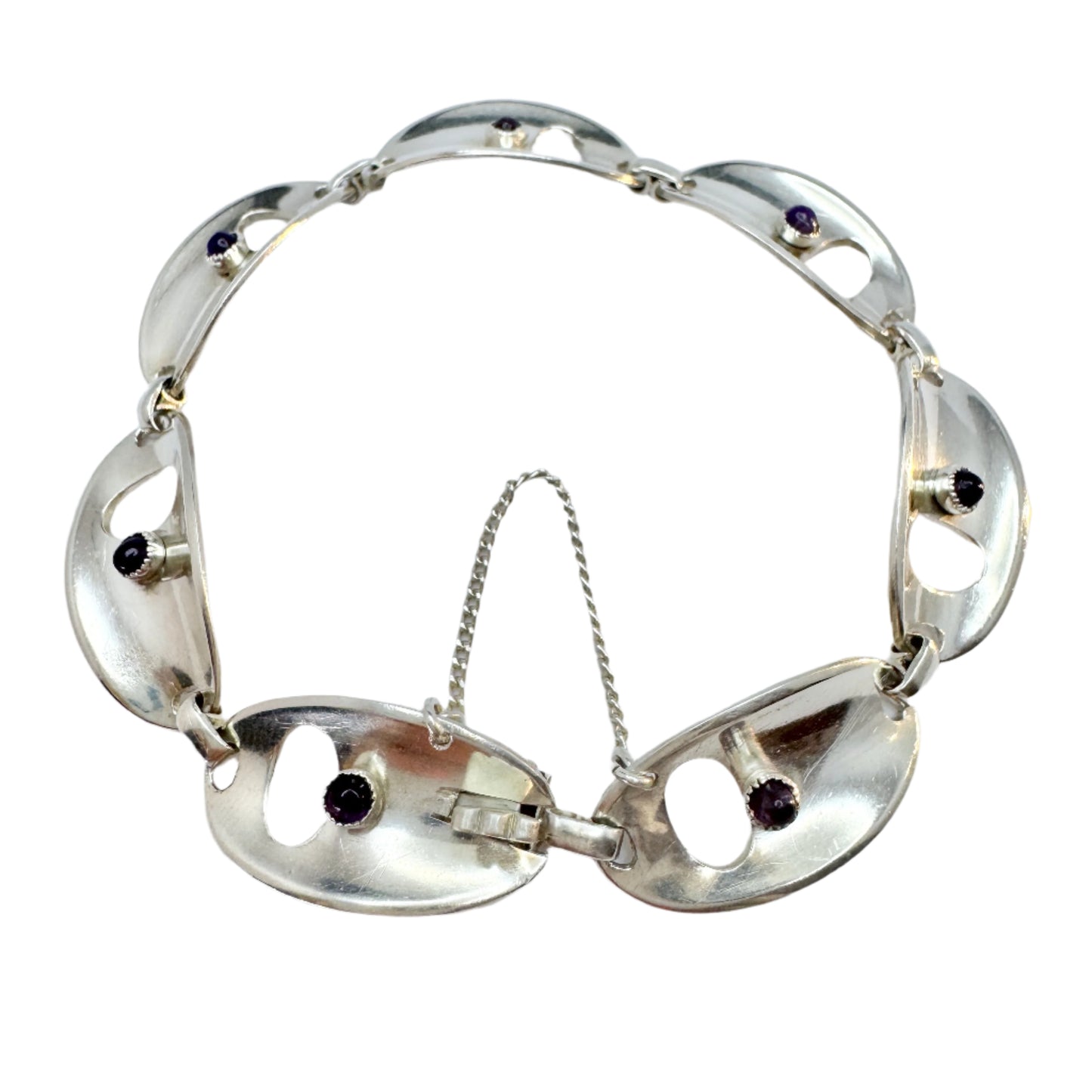 Kaplan, Sweden 1961. Vintage Sterling Silver Amethyst Bracelet.