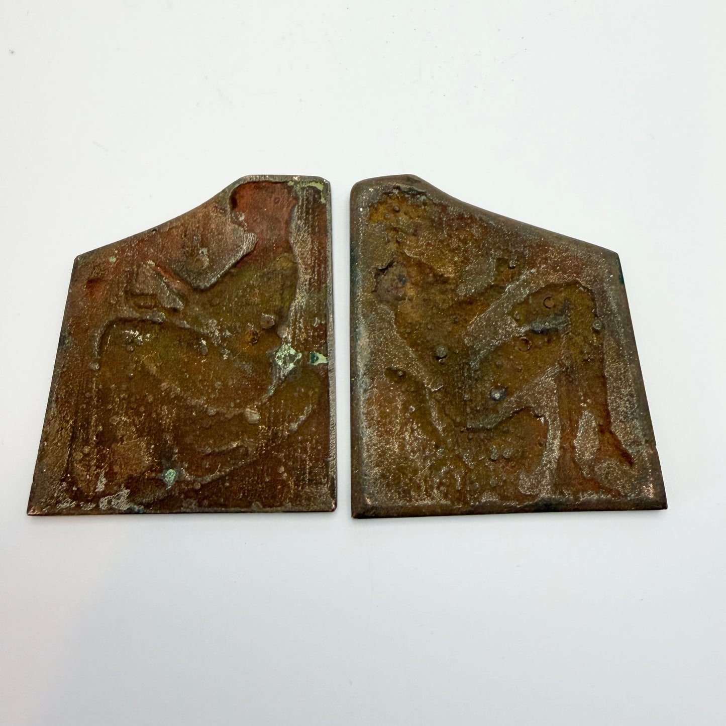 Two Antique Bronze Plaques. Marked ATHOS