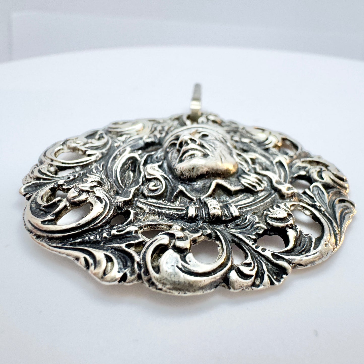 Ole Aas, Trondhjem Norway. Antique ca 1890 Solid Silver Pendant.