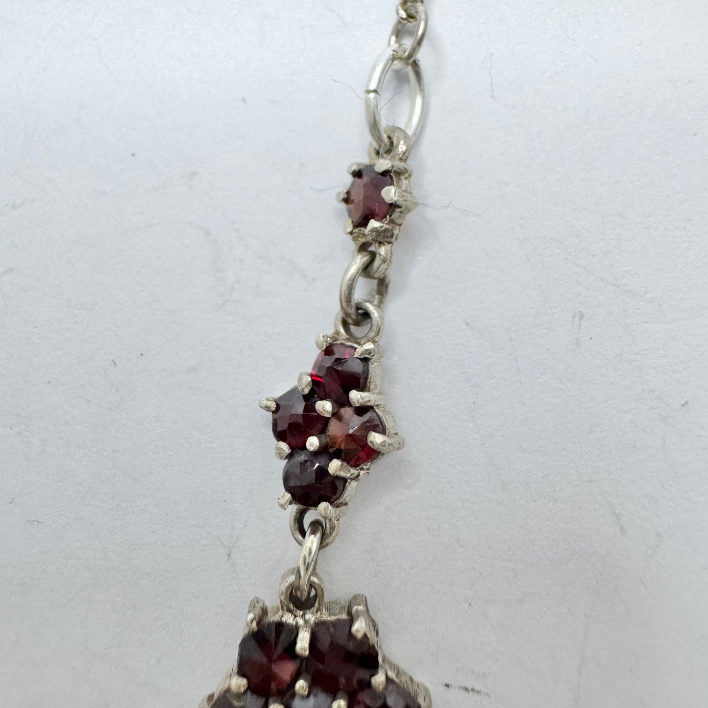 Vintage Solid Silver Garnet Necklace.