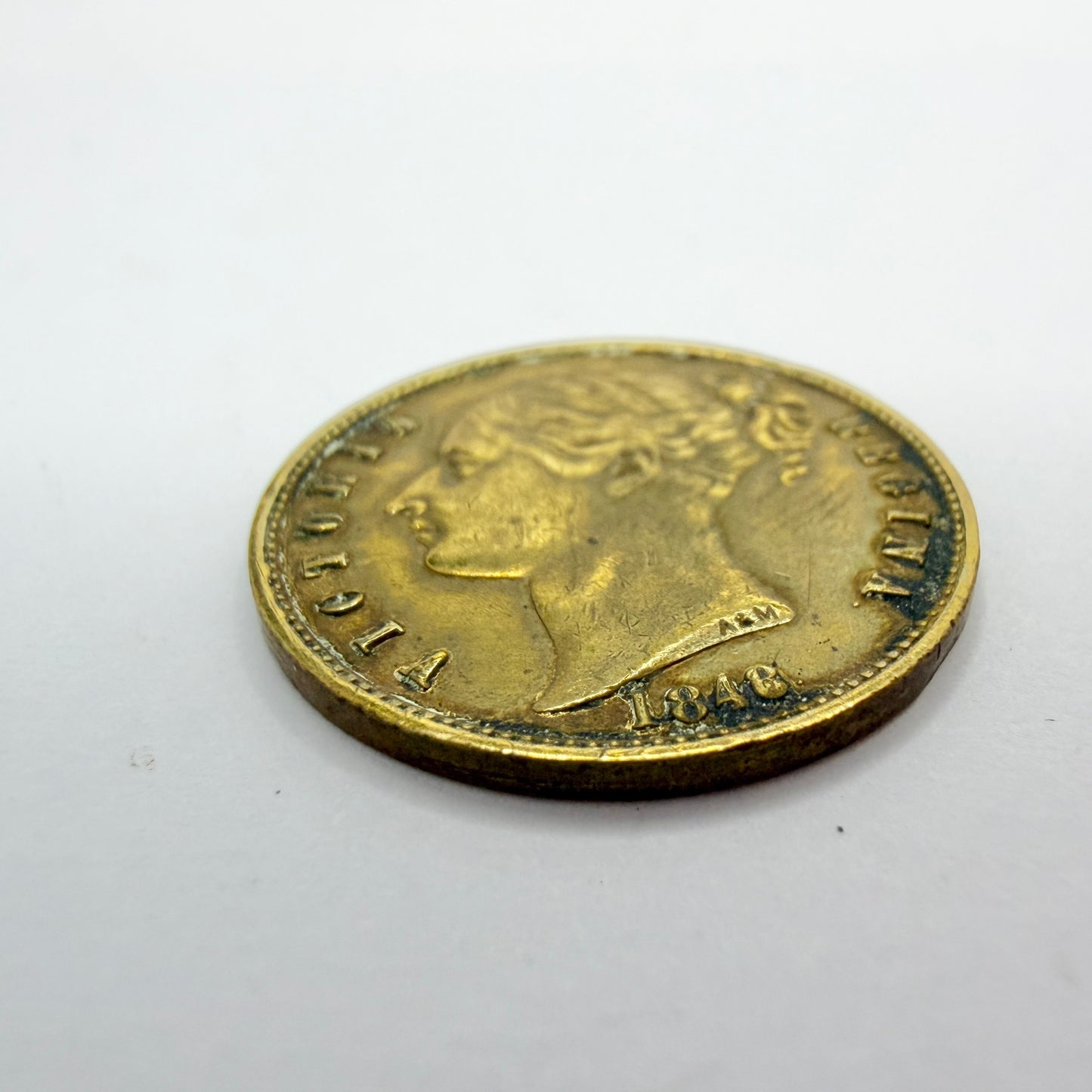 Antique year 1846. Victorian "Keep your Temper" Whist Game Token.