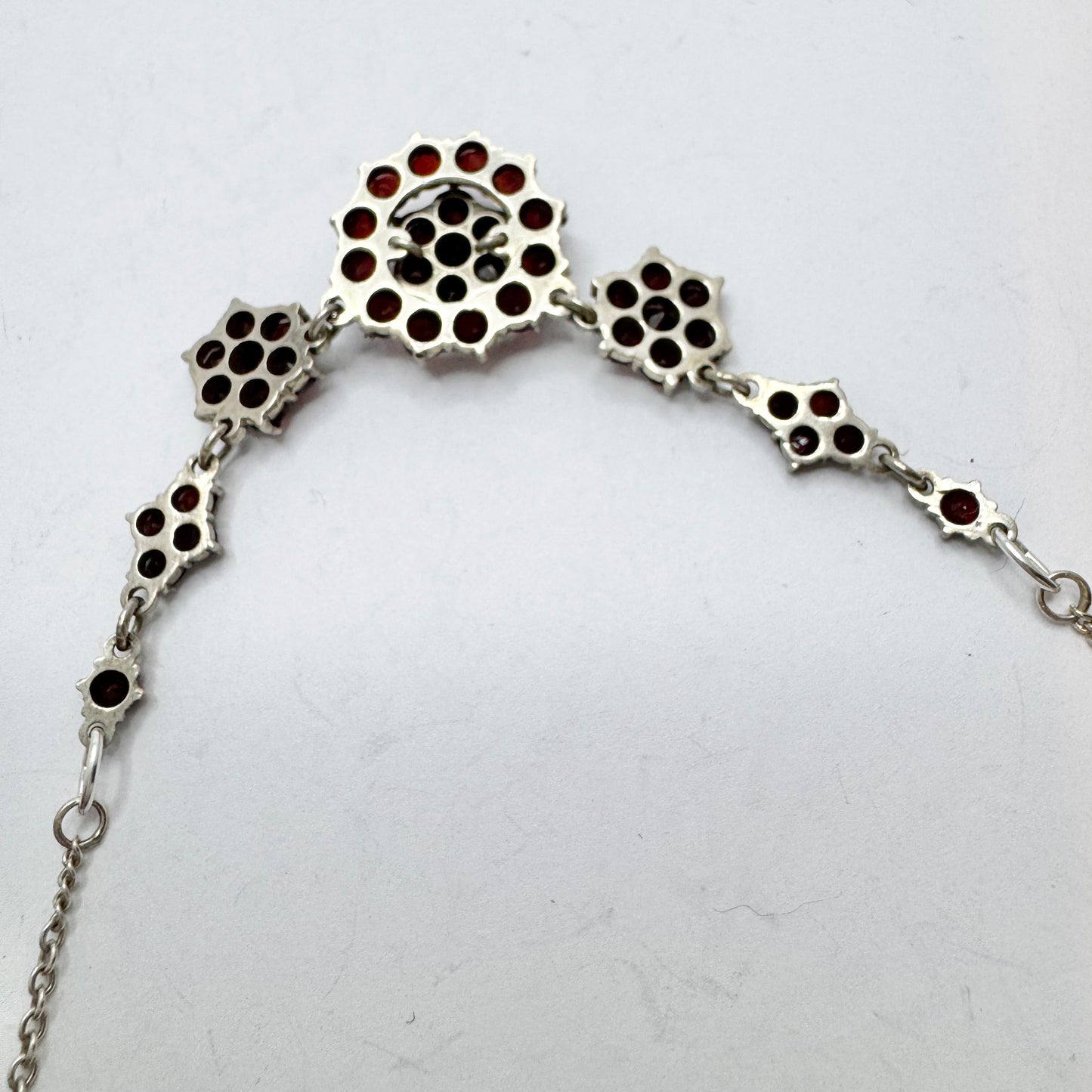 Vintage Solid Silver Garnet Necklace.