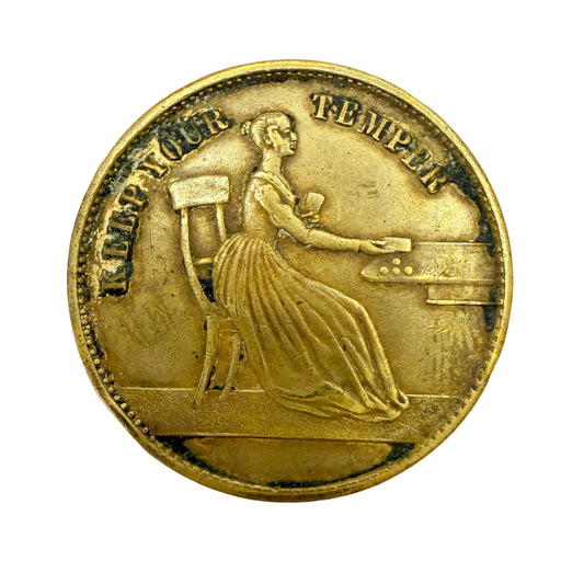 Antique year 1846. Victorian "Keep your Temper" Whist Game Token.