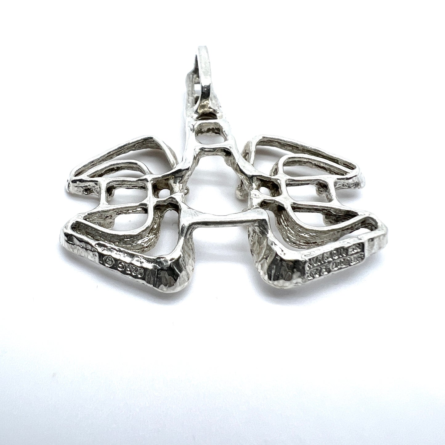 Else and Paul, Norway 1960s Vintage Sterling Silver Brooch Pendant.