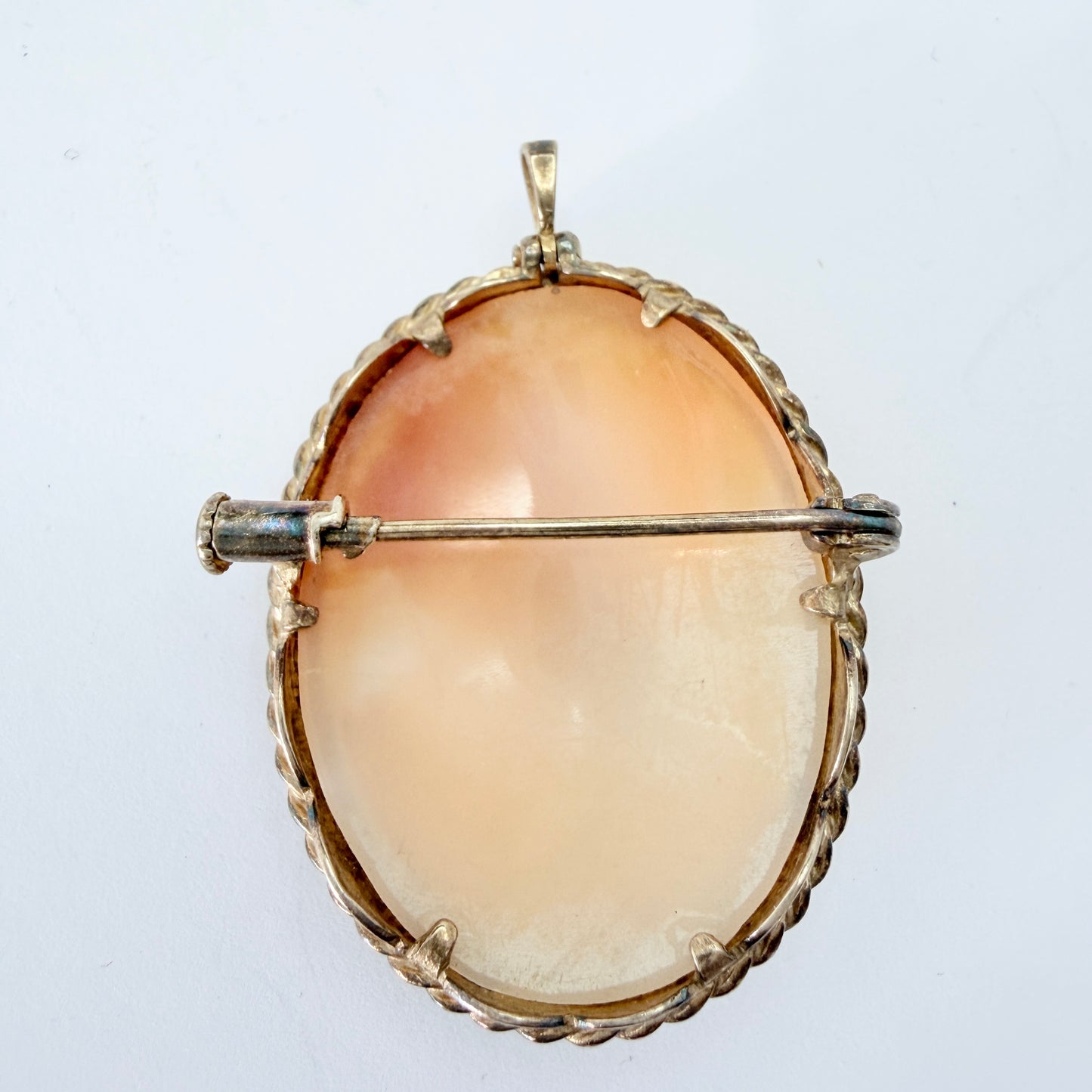 Vintage c 1940s. Solid Silver Cameo Pendant Brooch.