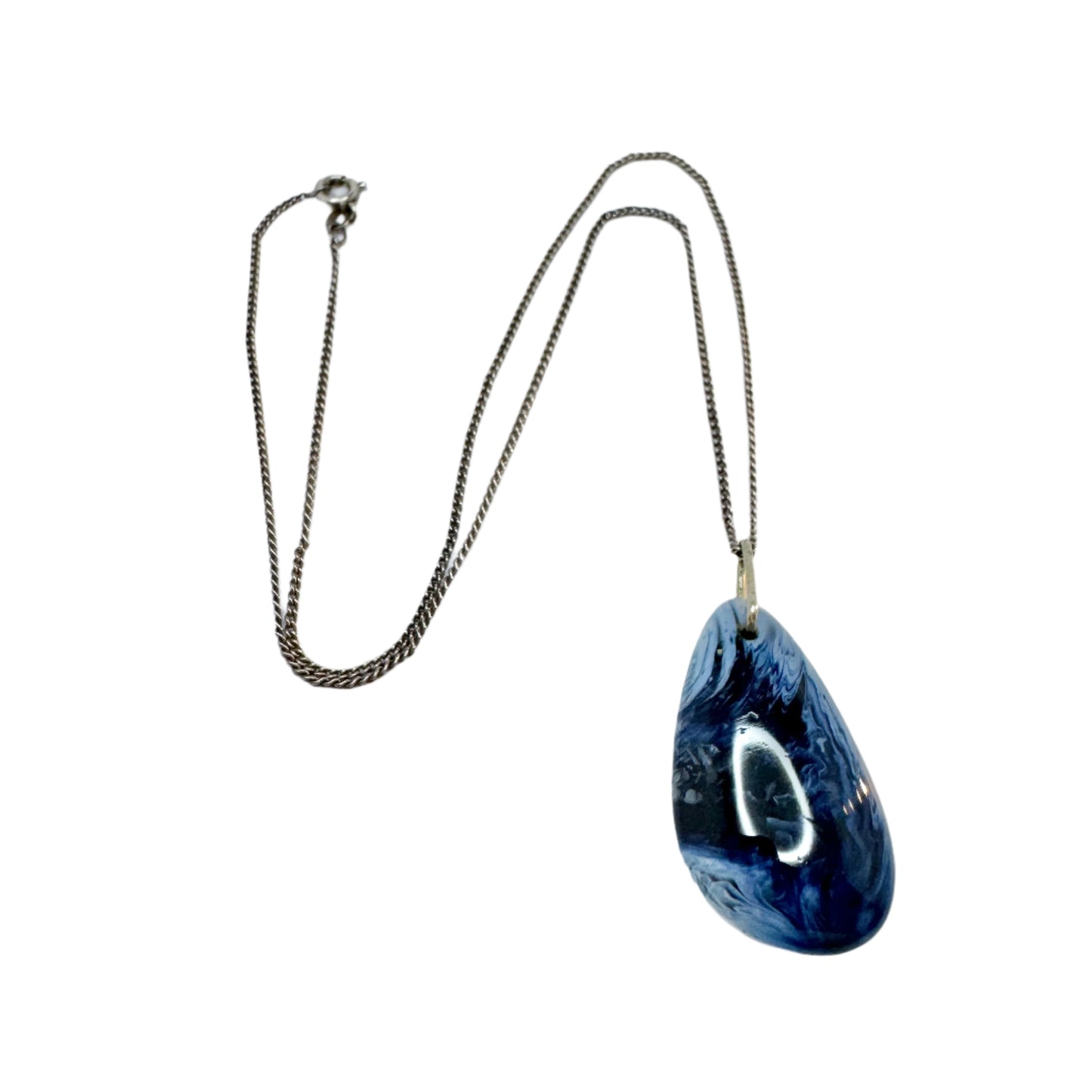 Sweden ca 1960-70s. Vintage Bergslagen-stone Pendant with Silver Chain Necklace.