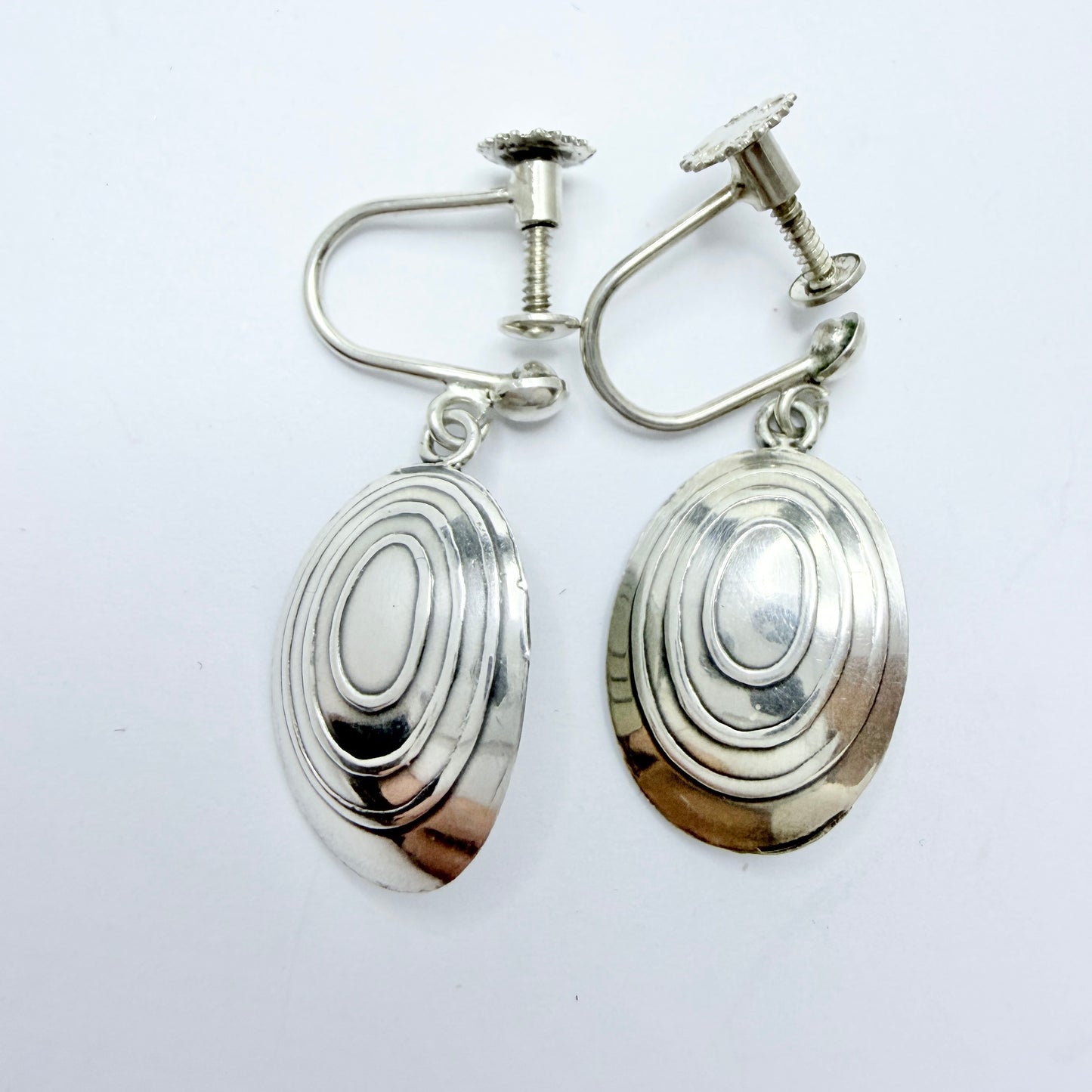 Alton, Sweden 1955. Vintage mid-century Sterling Silver Earrings.