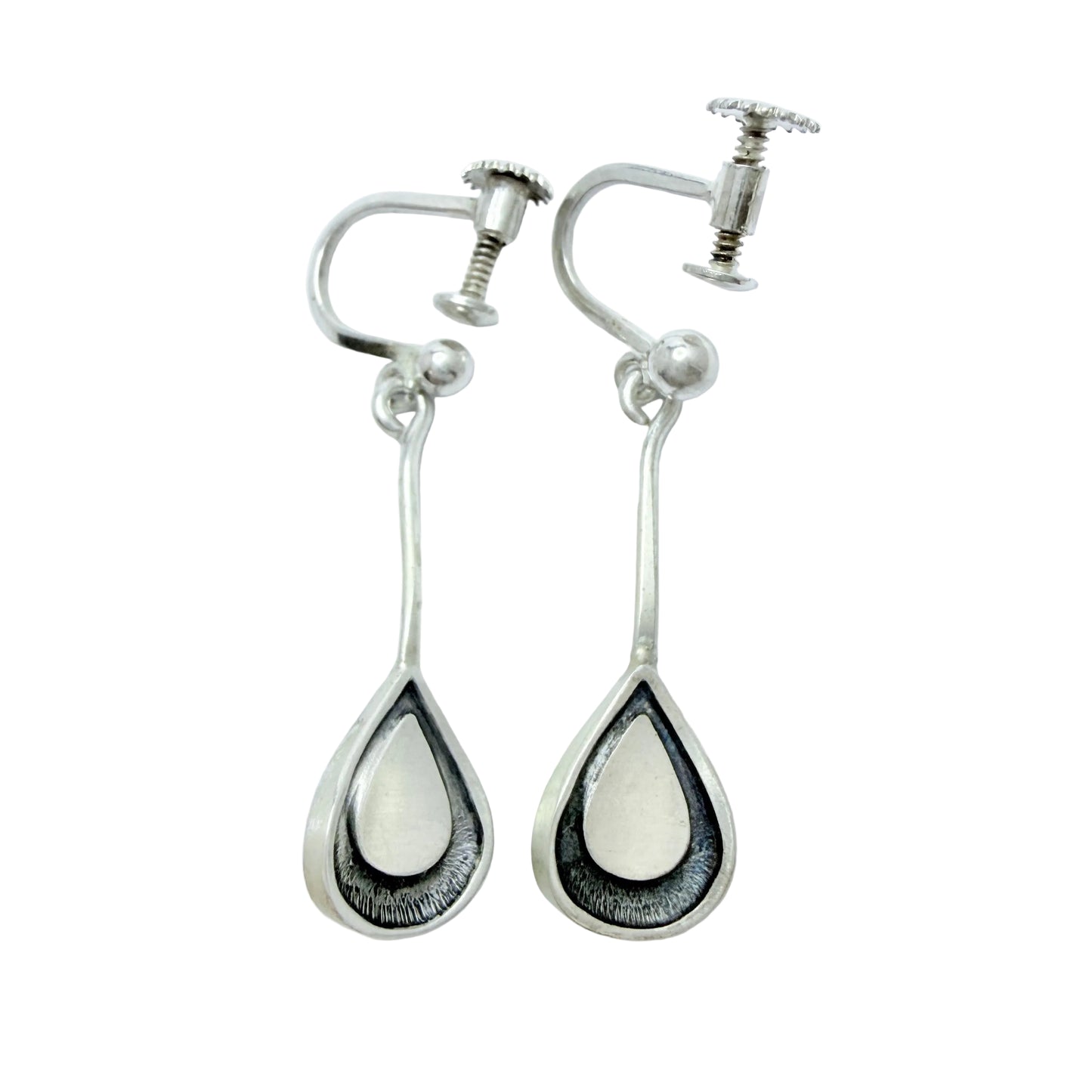R Tennesmed, Sweden 1959. Vintage Mid-century Solid Silver Earrings.