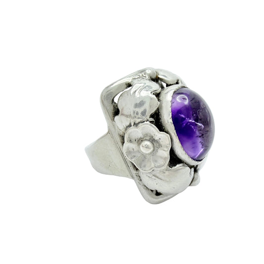 GUSSI, Sweden 1954. Vintage Sterling Silver Amethyst Rig.
