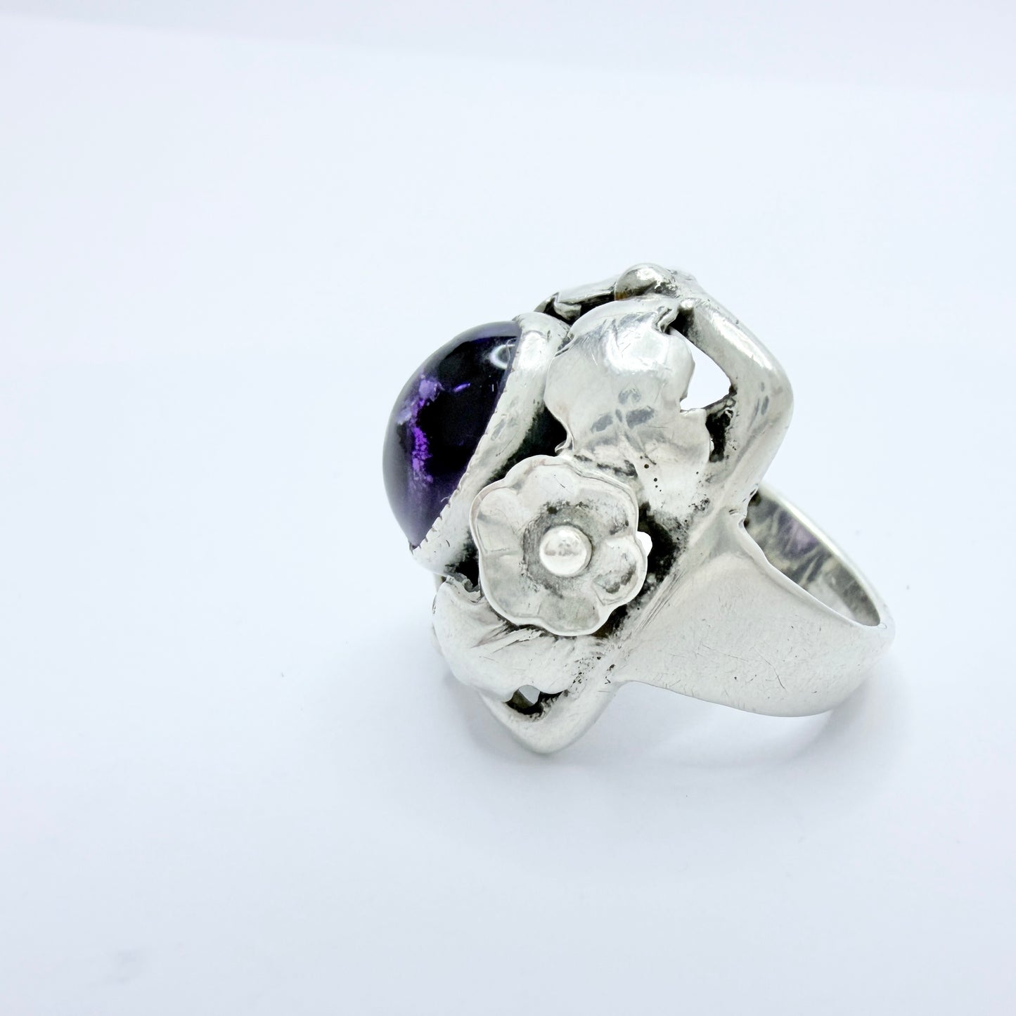 GUSSI, Sweden 1954. Vintage Sterling Silver Amethyst Rig.