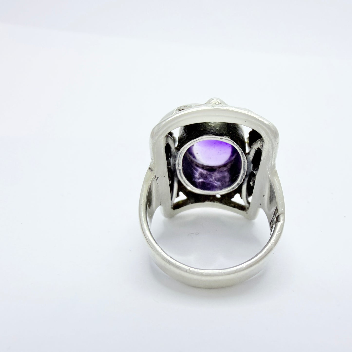 GUSSI, Sweden 1954. Vintage Sterling Silver Amethyst Rig.