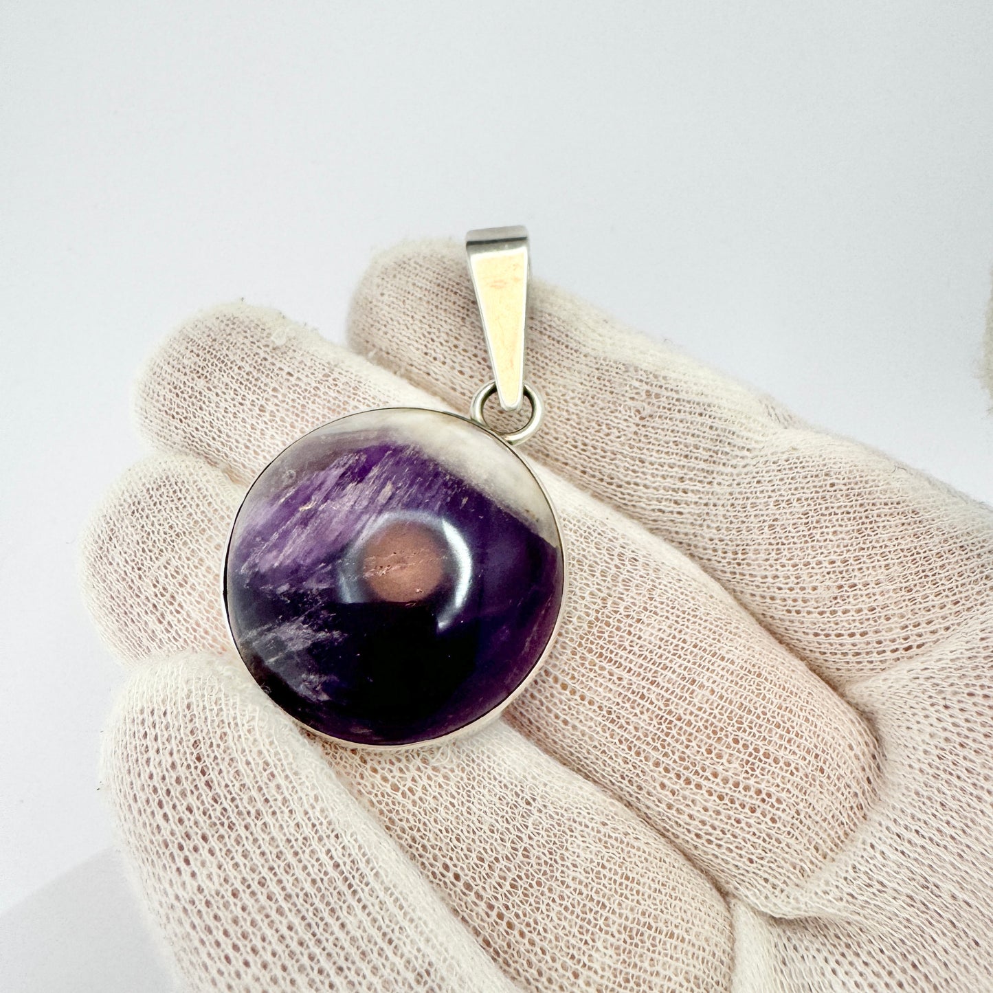 Gert Thysell for GUSSI, Sweden 1968. Vintage Sterling Silver Amethyst Pendant. Signed.