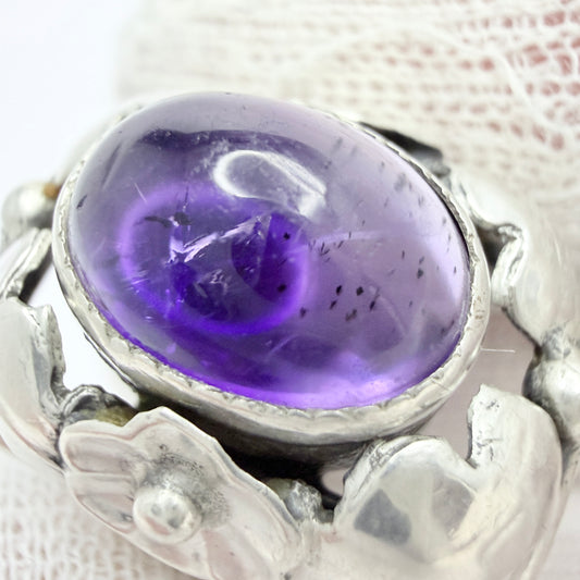 GUSSI, Sweden 1954. Vintage Sterling Silver Amethyst Rig.
