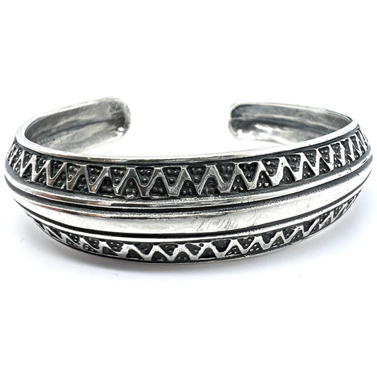 Sigmund Espeland, Norway Vintage Sterling Silver Viking Copy Cuff Bracelet.