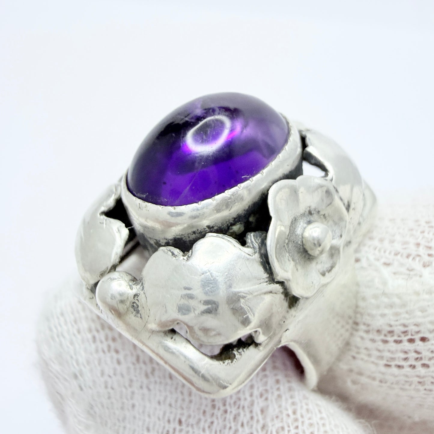 GUSSI, Sweden 1954. Vintage Sterling Silver Amethyst Rig.