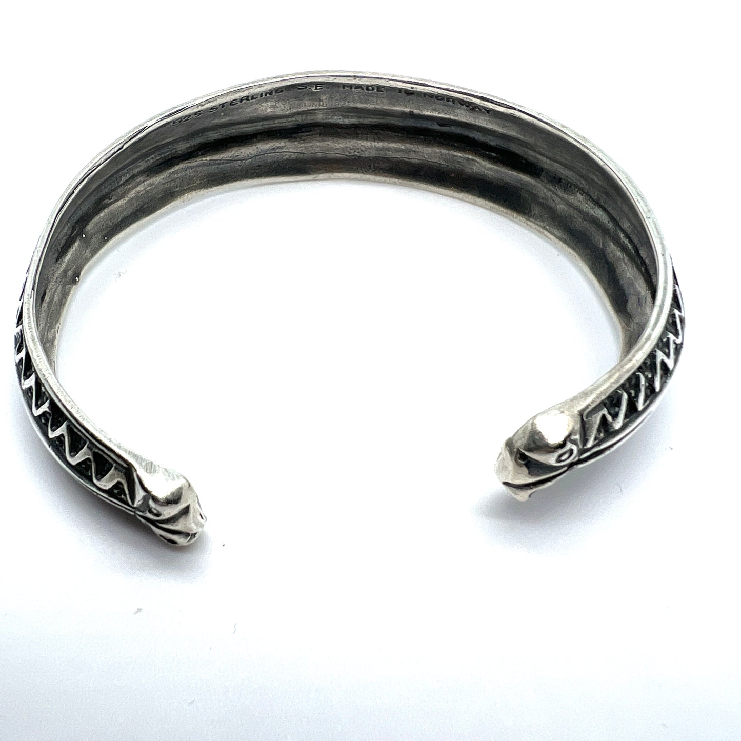 Sigmund Espeland, Norway Vintage Sterling Silver Viking Copy Cuff Bracelet.