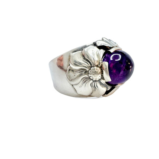 Martin Elmblad, Sweden 1953. Vintage Sterling Silver Amethyst Ring.