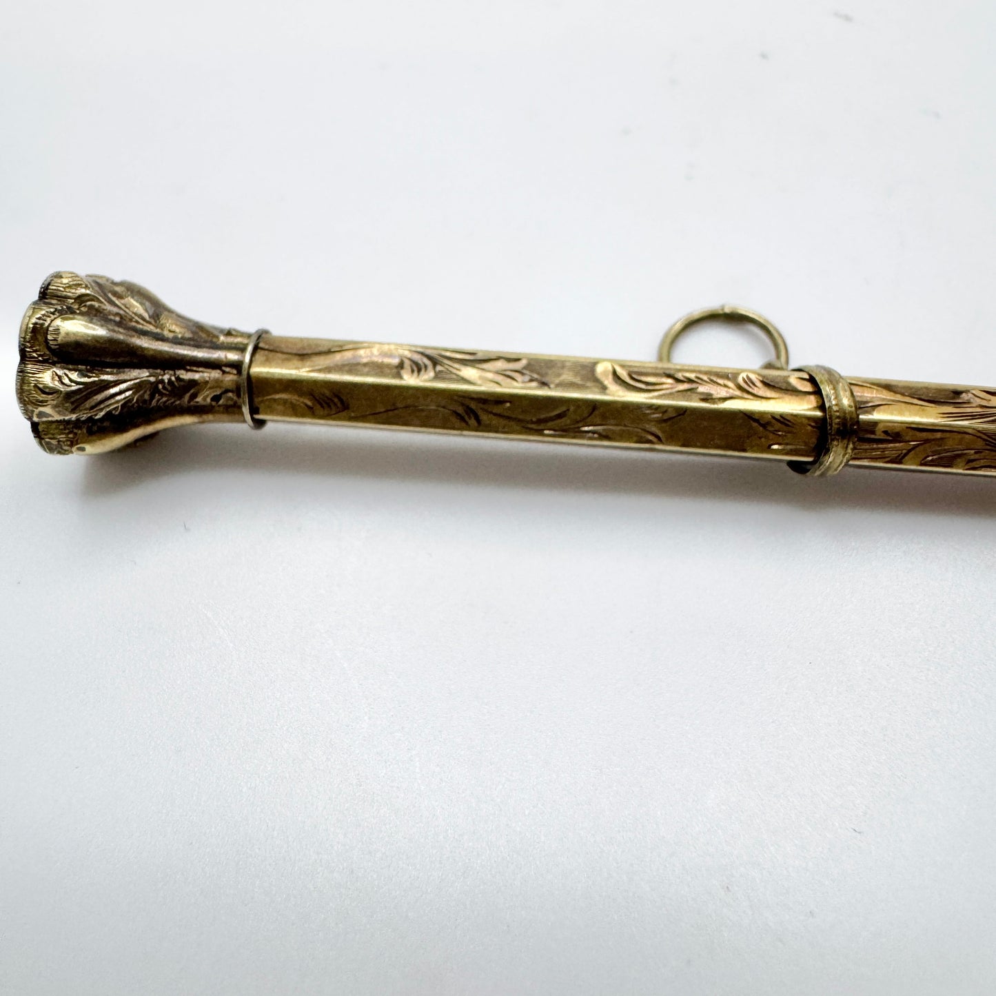 Antique Gold Gilt Retractable Pencil Pendant.