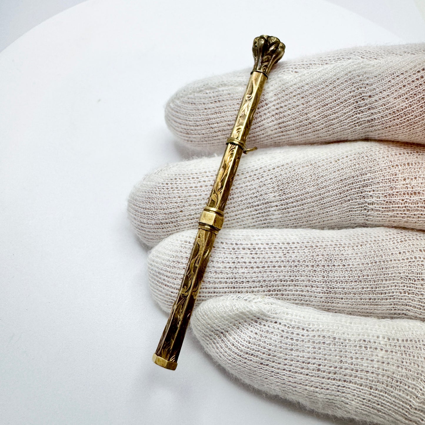 Antique Gold Gilt Retractable Pencil Pendant.