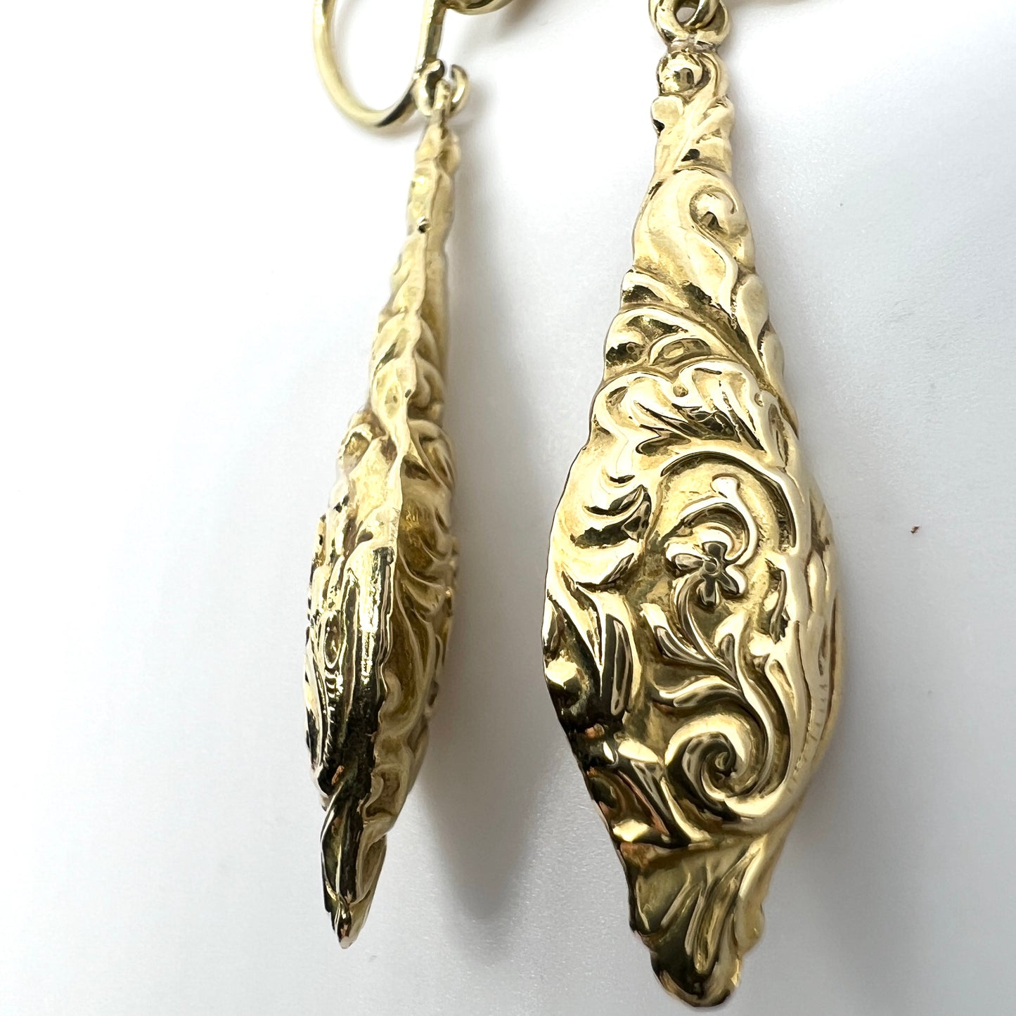 Bernhard Hertz, Denmark c 1920. Antique Art Nouveau 14k Gold Earrings.