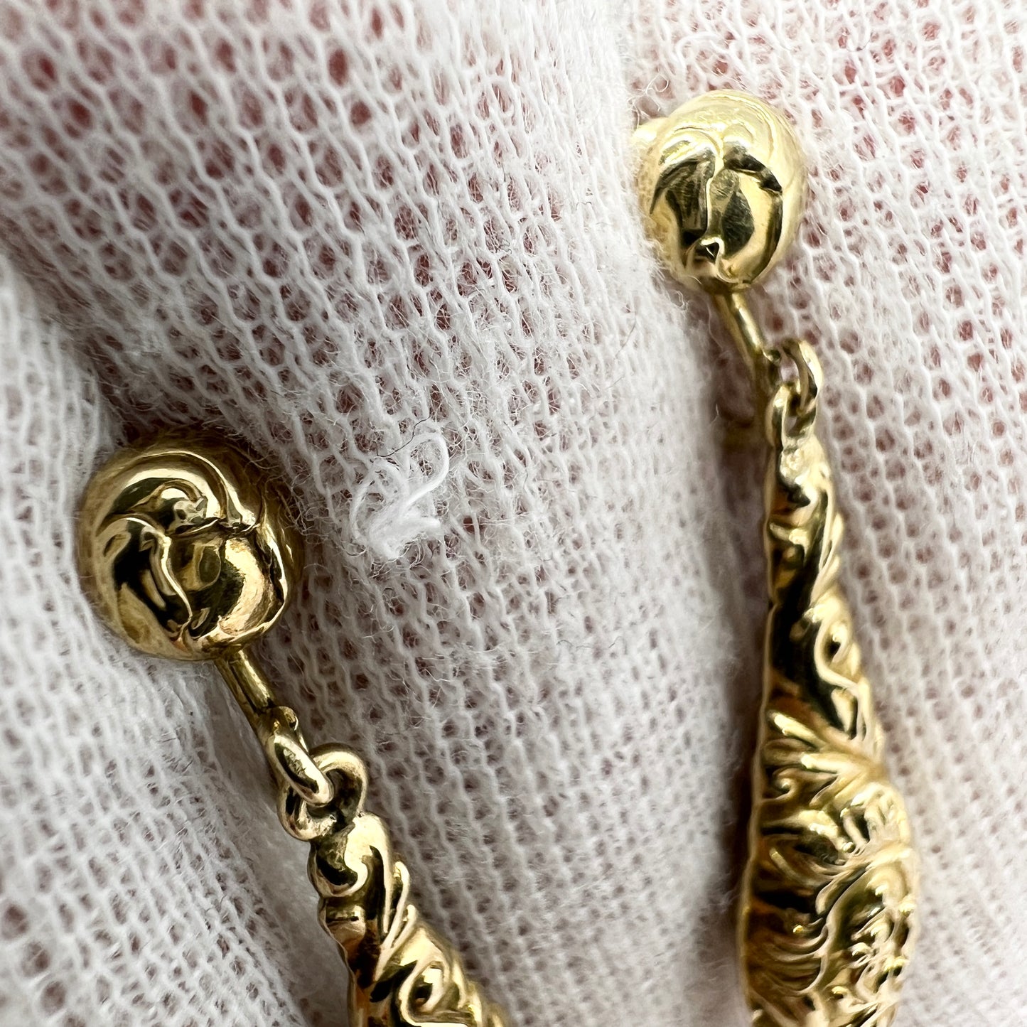 Bernhard Hertz, Denmark c 1920. Antique Art Nouveau 14k Gold Earrings.