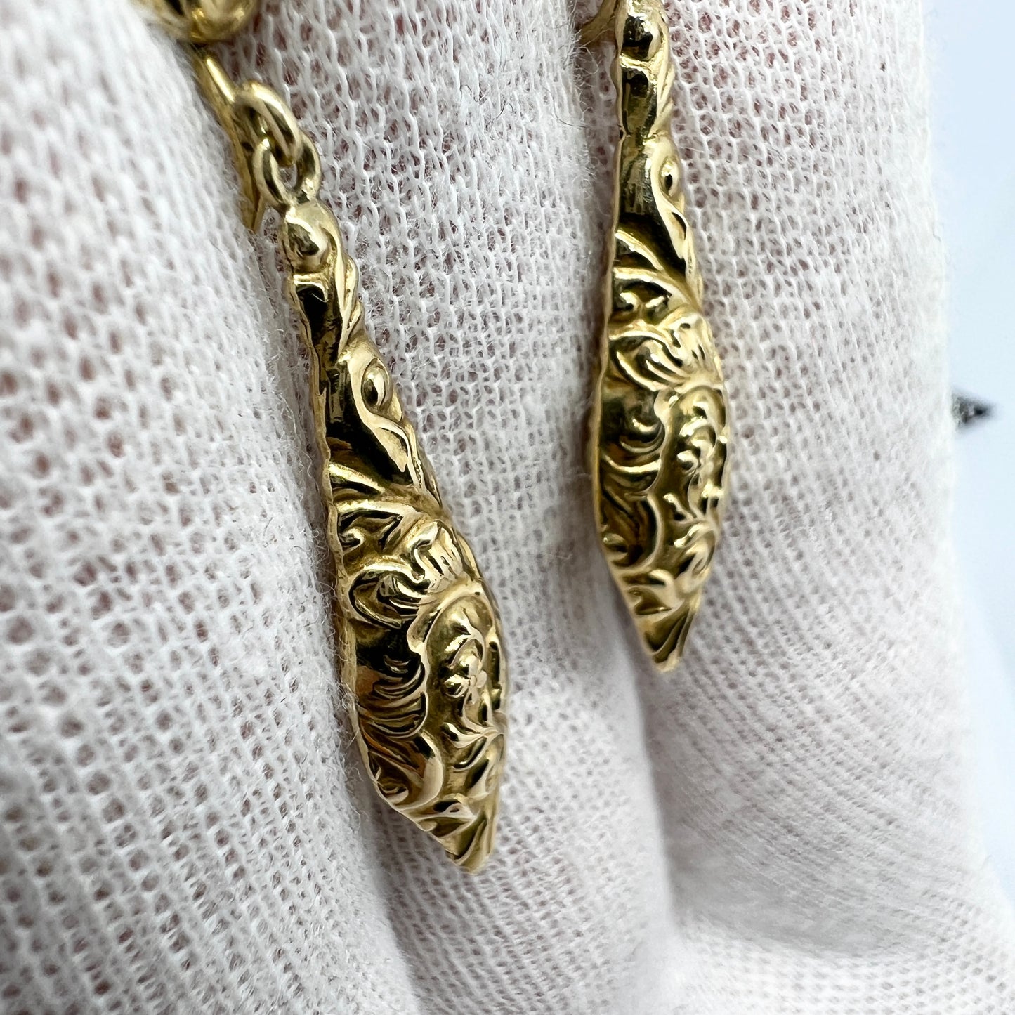 Bernhard Hertz, Denmark c 1920. Antique Art Nouveau 14k Gold Earrings.