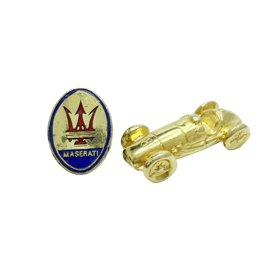 Maserati. Vintage Pin and Miniature Car.