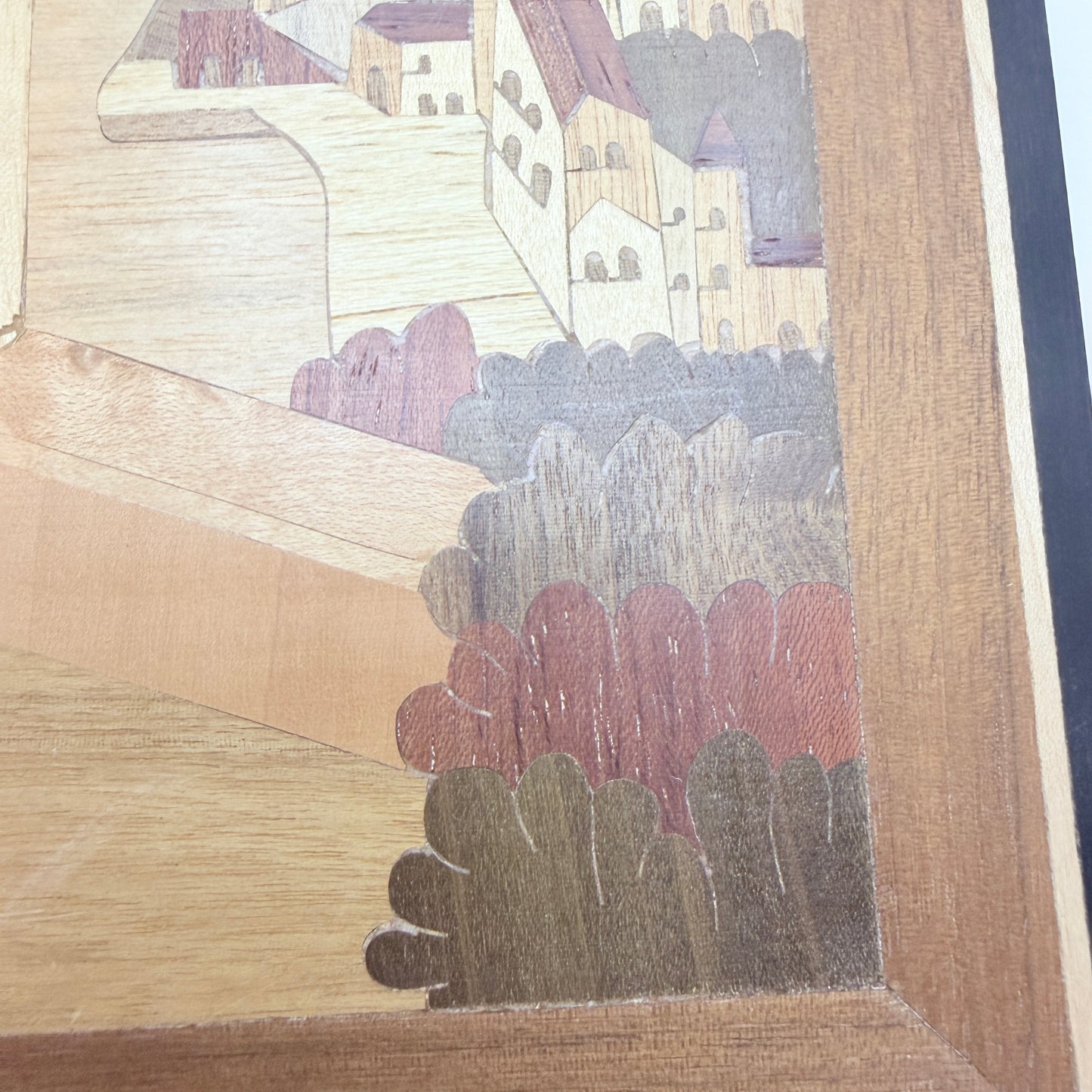 Vintage Mid-century Intarsia Wood Inlay Wall Art. Italian Motif.