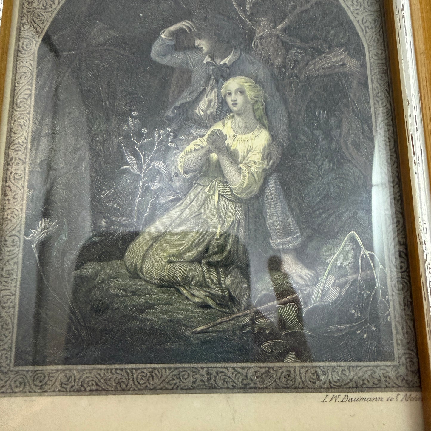 I W Baumann 1859. Paul and Virginia Hand-Colored Lithograph